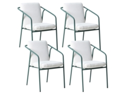 Juego de 4 sillas de patio minimalistas Beliani Asciano en aluminio verde (55 x 61 x 86 cm)