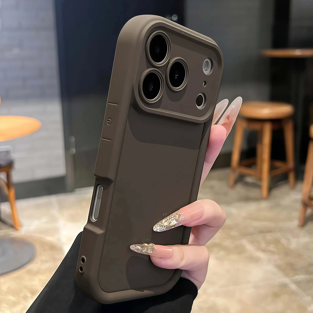 (marrón Oscuro Iphone 16 Pro Max) Funda De Silicona Suave Para Iphone Con Cubierta Trasera A Prueba De Golpes.