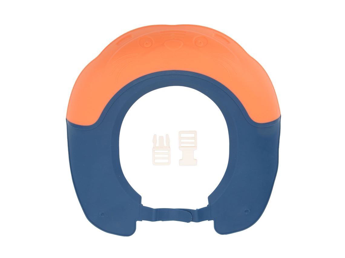 Gorro De Silicona Impermeable Ajustable Para Niños Con Borde Ancho Para Lavar El Cabello - Naranja Y Azul
