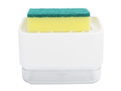 Dispensador de jabón de cocina con soporte para esponja 2 en 1, bomba de jabón líquido mejorada, dispensador de jabón para platos con soporte para esponja