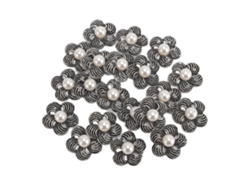 20 Botones Decorativos De Aleación De Zinc Con Forma De Flor Y Perlas Para Ropa, Zapatos, Manualidades Y Joyería.