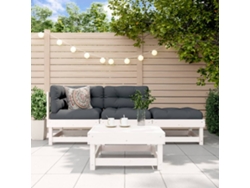 Conjunto de salón de jardín de 4 piezas en madera maciza de pino, blanco, DKD Home Decor