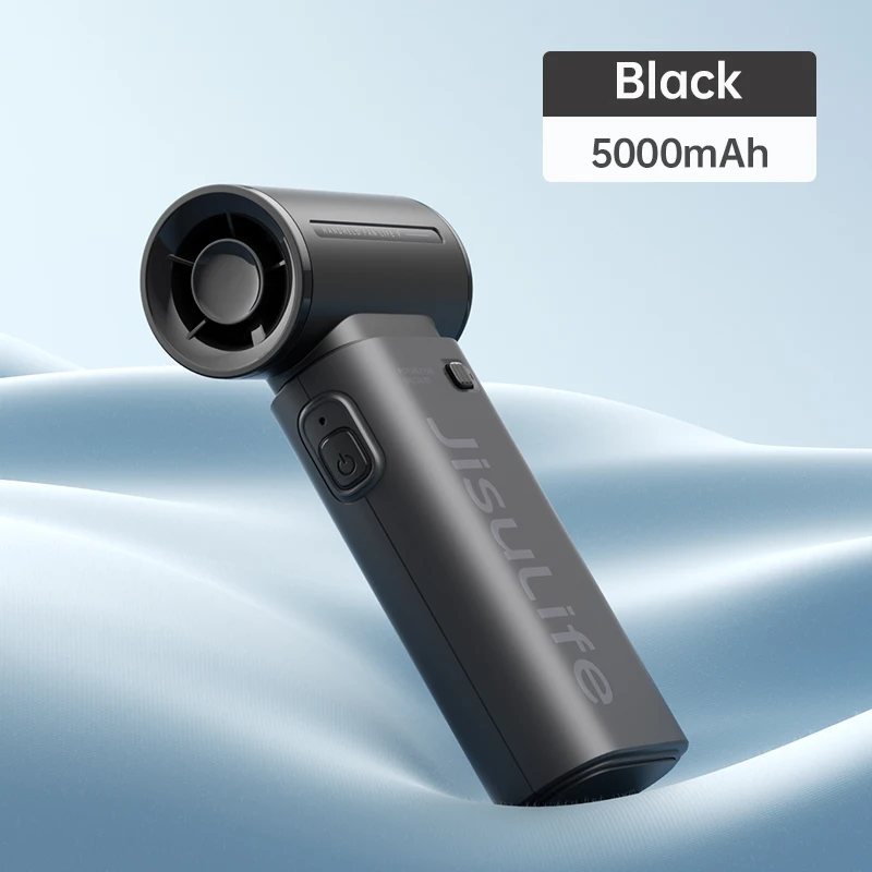 Ventilador Turbo De Mano (negro, 5000 Mah), 5 Velocidades, Batería De 5000 Mah, Recargable Por Usb