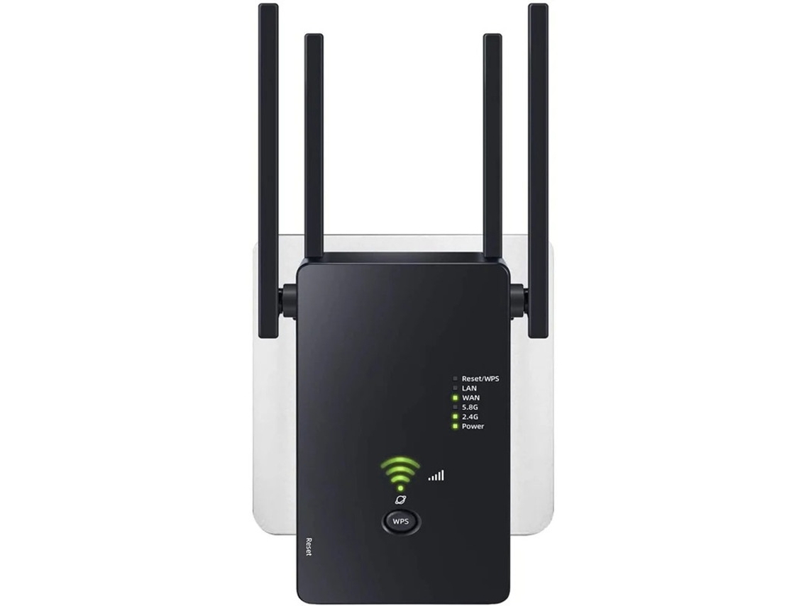 Repetidor WiFi de doble banda de 1200 Mbit/s y 4 antenas Yizhood (negro)
