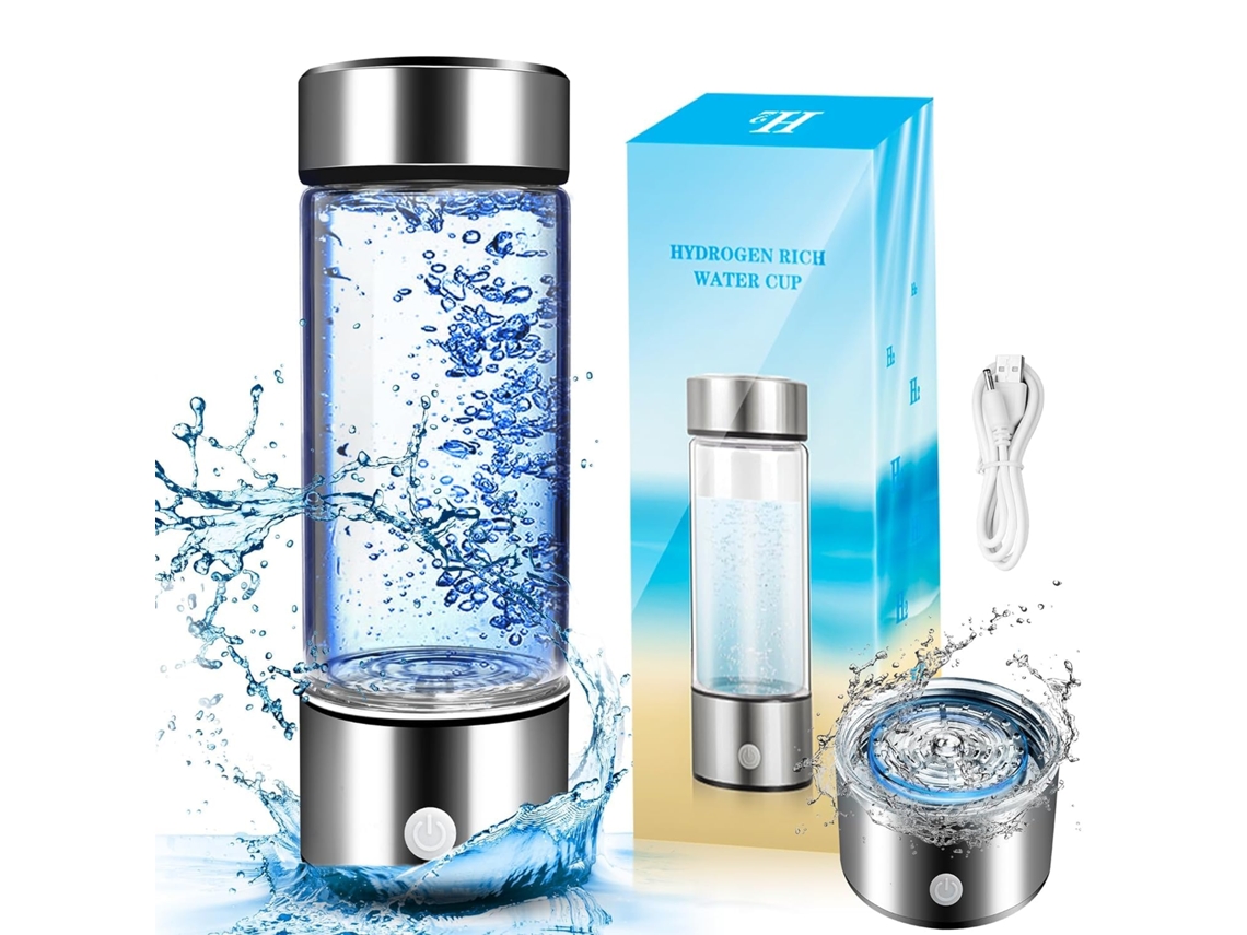 Ionizador De Agua Portátil Taza De Salud De Vidrio Rico En Hidrógeno Recargable Para Viajes A Casa (Plata) CHRUI