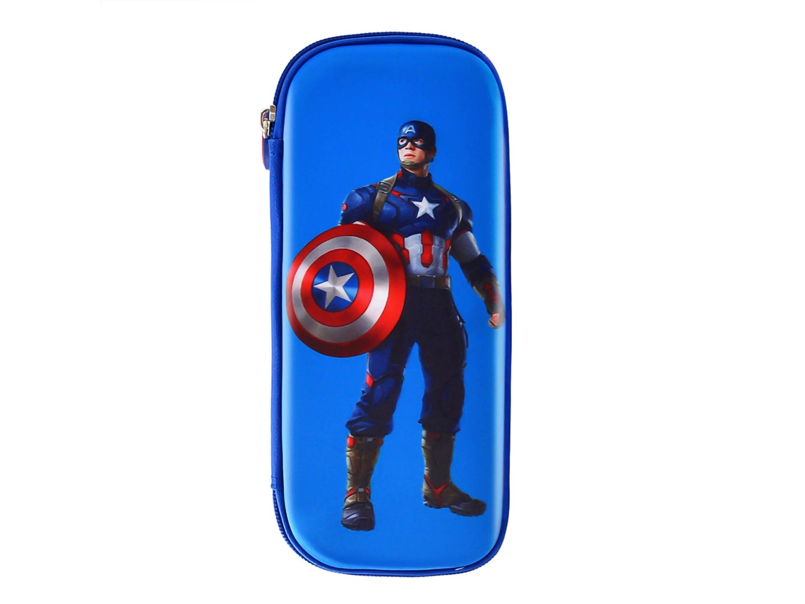 Estuche De Lápices Estilo Cómico Cute Resistente A Golpes Cremallera Metálica Ligero Portátil Duradero Gran Capacidad Capitán América Azul