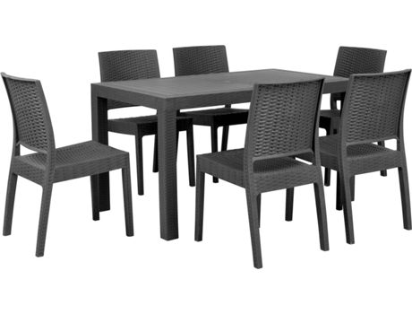 Conjunto de jardín mesa y 6 sillas gris BELIANI Fossano