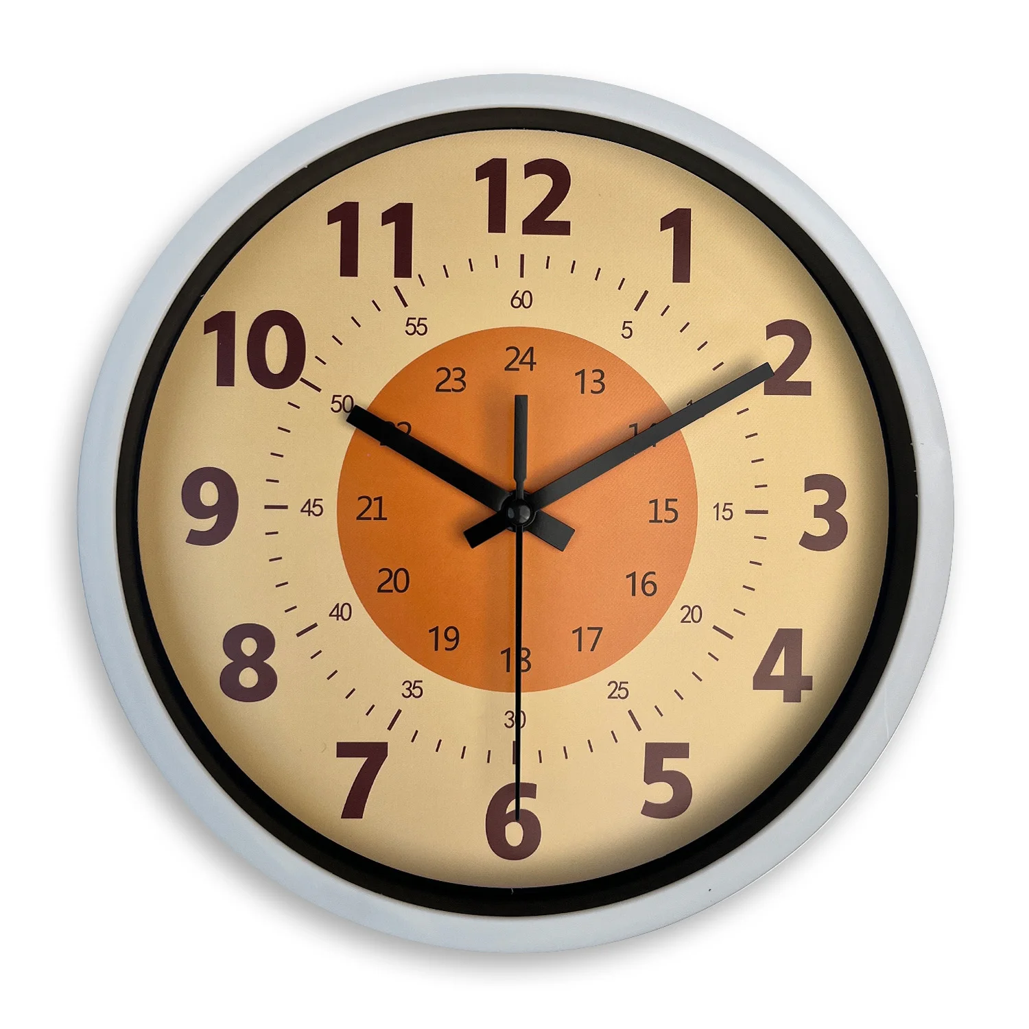 Reloj De Pared De Vidrio Plástico Con Patrón De Fondo Naranja Minimalista Moderno (14 Pulgadas), Reloj De Cuarzo Silencioso