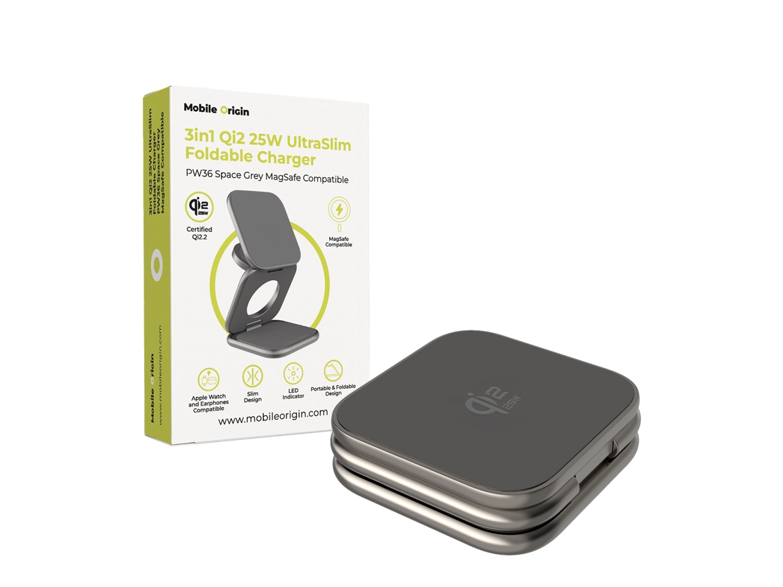 Cargador Inalámbrico Mobile Origin Pw36 3 En 1 Qi2 25w Magsafe