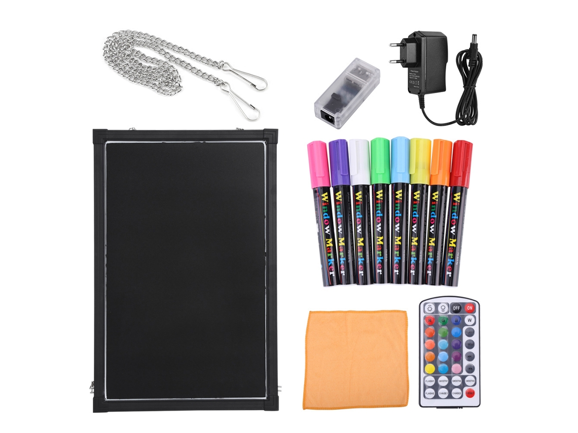 Pizarra LED borrable de 40x60 cm para anuncios y mensajes con marcador