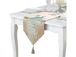 2026-mantel De Mesa Pavo Real Bordado Con Borlas 33x211 Cm Antideslizante Rectangular Café
