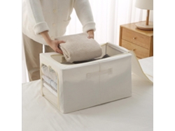 Caja de almacenamiento plegable para el hogar, práctica y visible para organizar ropa y mantas - 26 (31 L, blanco crema)