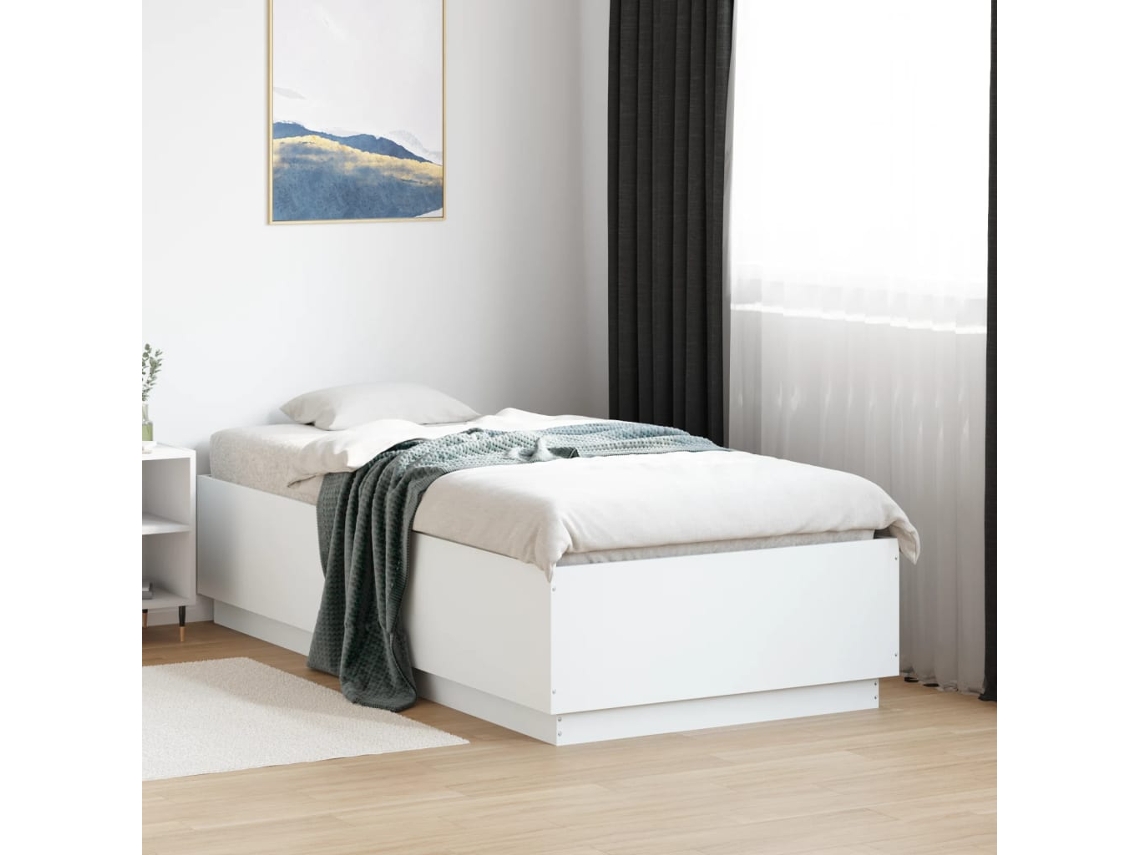 Estructura Cama Con Luces Led Madera Ingeniería Blanco 75x190cm