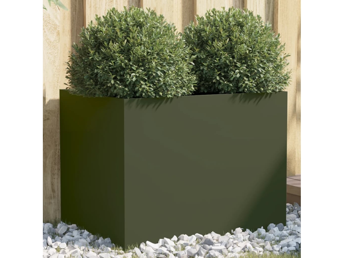 Jarrón/maceta 62x47x46 cm Verde Oliva Acero Dkd Home Decor