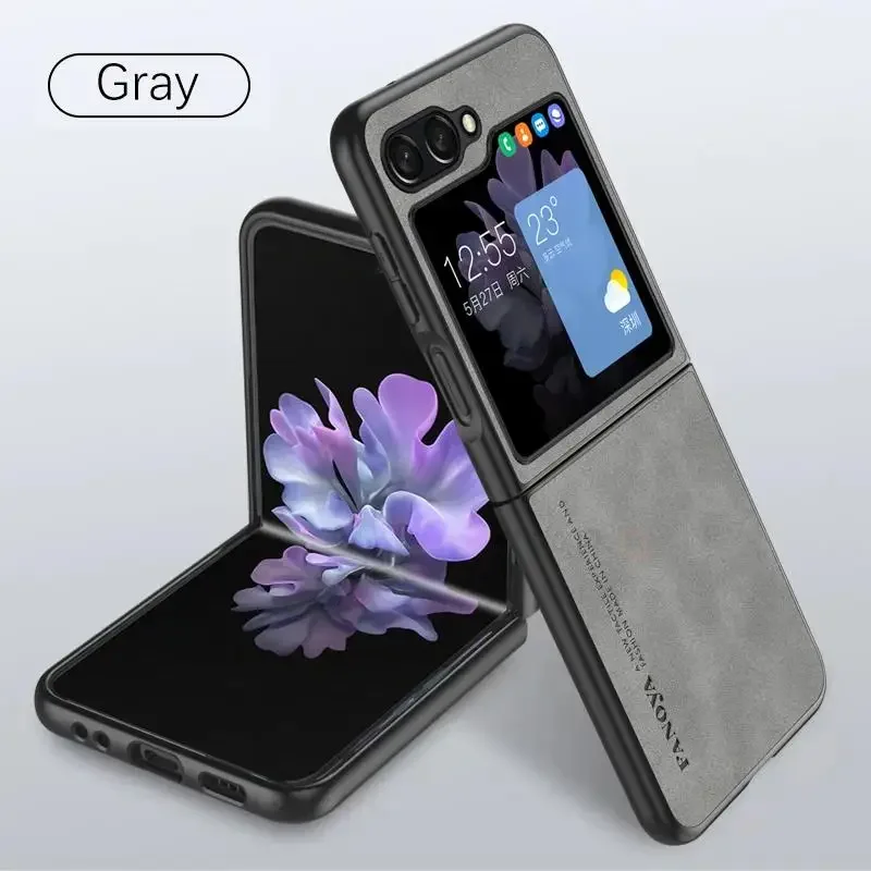 (gris, Galaxy Z Flip3 5g) Estuche Vintage De Piel De Oveja Táctil De Cuero Para Samsung Con Protección Antichoque