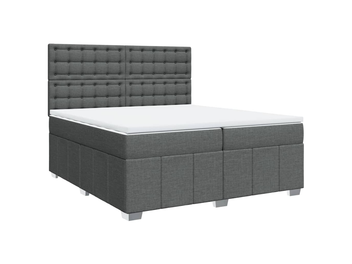Maison Exclusive - Cama Box Spring Con Colchón Tela Gris Oscuro 200x200 Cm
