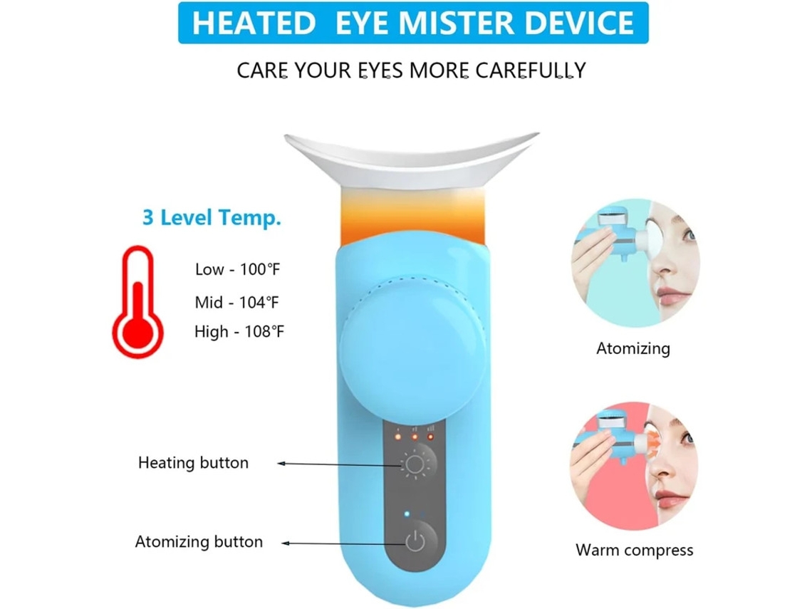 Pulverizador de niebla para ojos nano, portátil y calentado, con compresas calientes y calor húmedo para ojos secos y alivio de orzuelos, Yizhood