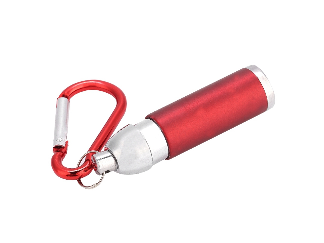 Mini linterna LED portátil, colorida, 2026, aleación de aluminio con llavero (rojo)