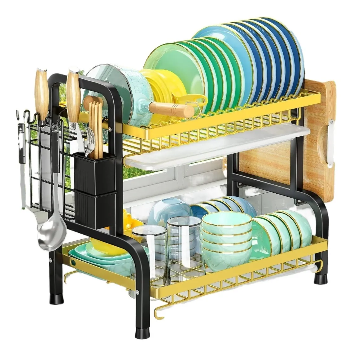 Escurridor de platos, escurridor de acero inoxidable con soporte