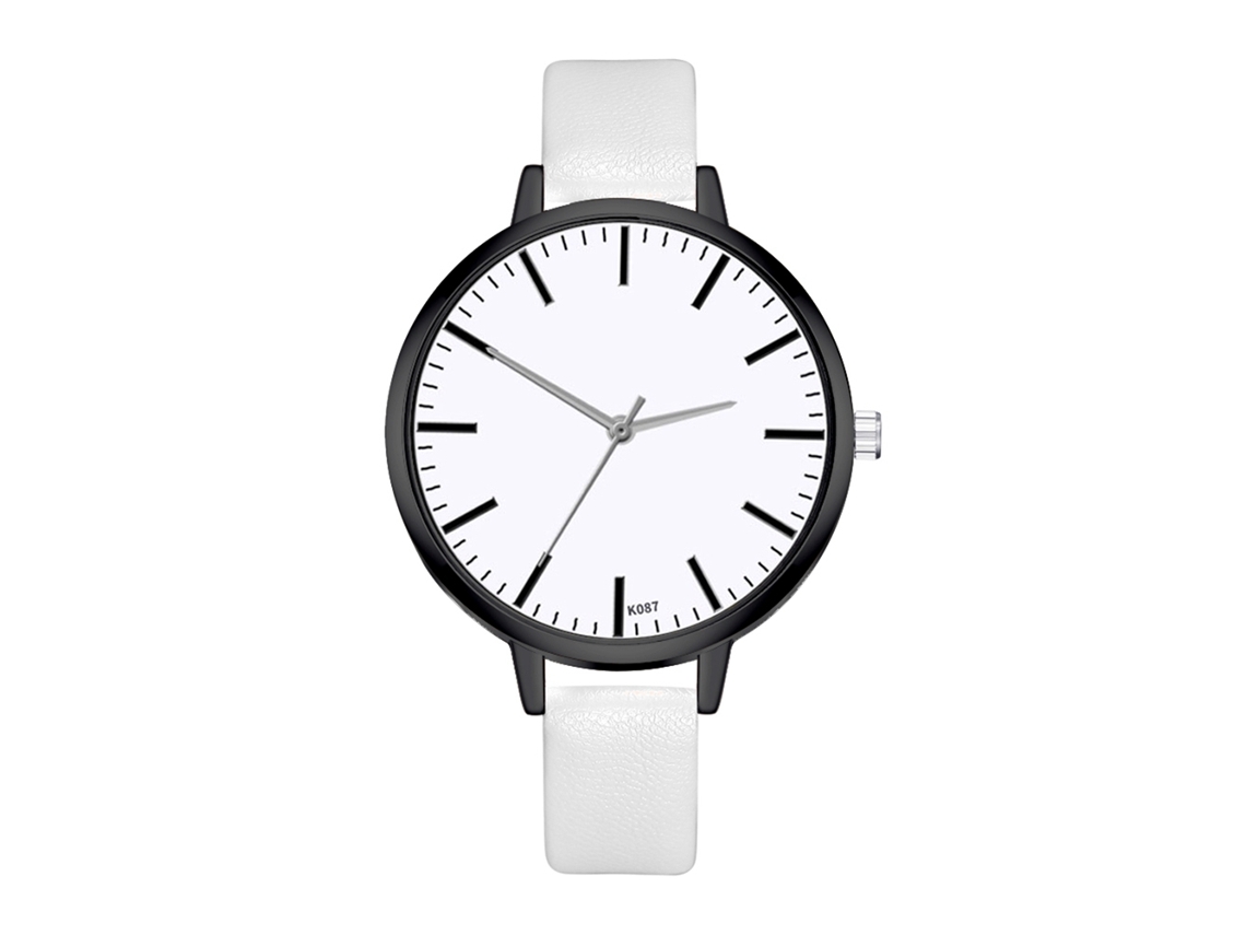 Reloj De Pulsera De Cuarzo Para Mujer Zhoulianfa Con Correa De Piel Sintética, Estilo Sencillo, Blanco.