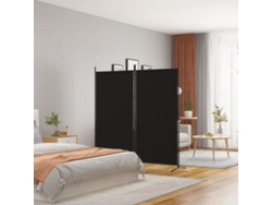 Biombo de dormitorio con 2 paneles, 175 x 180 cm, tela negra, WSD754816, Adorable Home