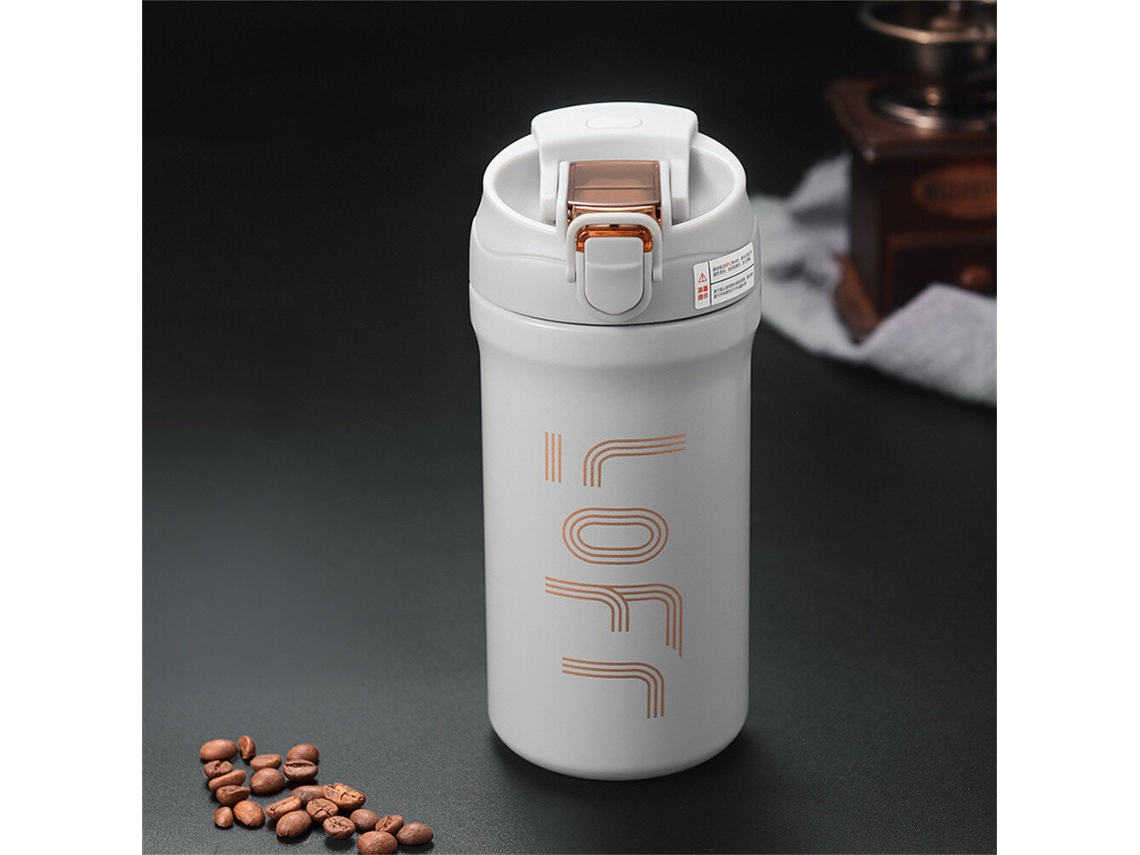 Taza Térmica Portátil Blanca ipree De 600 Ml/21 Oz Con Pajita Doble Pared Aislante Termo De Agua A Prueba De Fugas Termo Portátil Para Café
