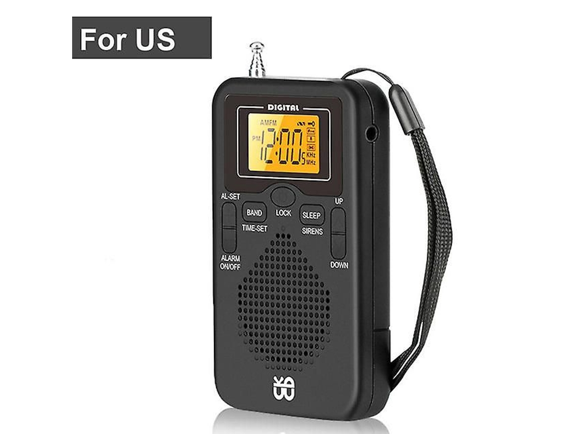 Mini radio portátil AM/FM estéreo de doble banda 2022 con receptor de radio de bolsillo con pantalla digital y reloj despertador.