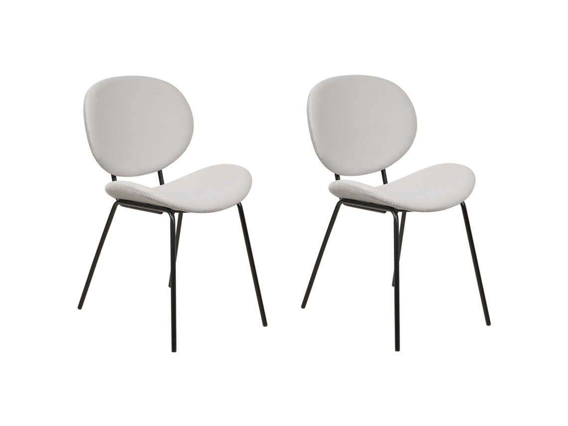 Conjunto de 2 cadeiras de refeição estilo retro BELIANI Luana de Veludo Cinzento 50x52x80