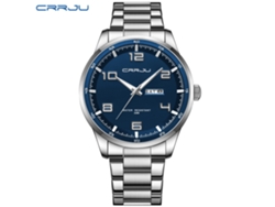 Reloj De Pulsera Azul Para Hombre Con Doble Calendario, Resistente Al Agua, Correa De Acero Inoxidable, Estilo Ejecutivo, Forma Redonda.
