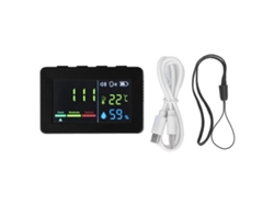Medidor De Temperatura Y Humedad Con Alarma, Sensor De Alta Precisión, Vt-co02, Negro.