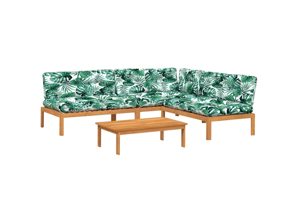 Conjunto 4 de sofás de palets de jardín y cojines VIDAXL madera acacia