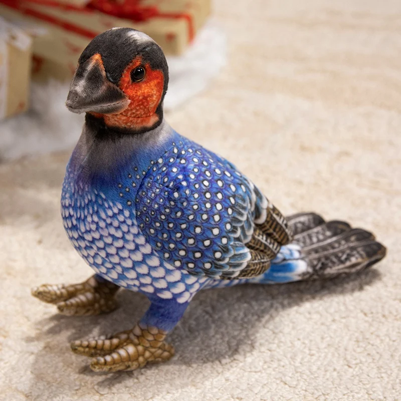 Peluche que imita a una gallina de Guinea, relleno de algodón puro, regalo decorativo MDUG (azul, 20 cm)