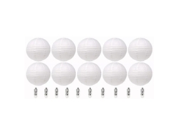 Farolillos Redondos Chinos De Papel Blanco Con 10 Luces Led Para Decoración De Fiestas Y Bodas.