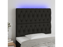 Cabecero Con Luces Led Tela Negro 90x7x118/128 Cm