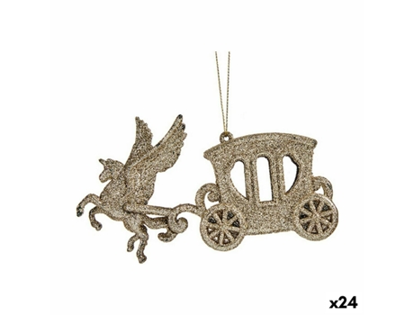 Conjunto de Adornos de Navidad KRIST Adorno Navideño Carruaje Mágico Plástico Beige - 24un (4.5x15X8.5cm)