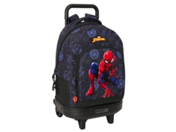 Mochila escolar con ruedas Spider-Man Attack (poliéster 300D, color negro)