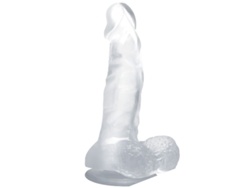 BAILE DILDO REALISTICO CON VENTOSA Y TESTICULOS 16.7 CM TRANSPARENTE