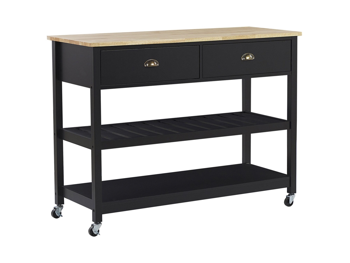 Carrito de cocina BELIANI Navarino de Madera de caucho, MDF Negro 120x48x91