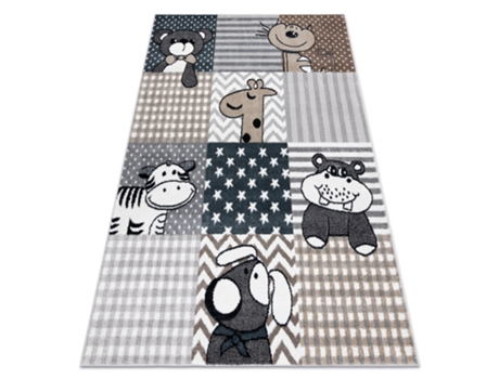 Alfombra Fun Pets Para Niños, Animales Gris (180 x 270 cm)
