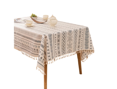 Mantel de borla rectangular de arte de tela libre de lavado para cena y alojamiento en familia, resistente al agua y al aceite style4