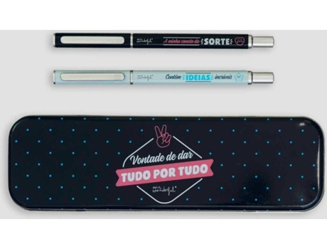 Kit 2 Bolígrafos + Estuche MR.WONDERFUL Vontade de Dar Tudo por Tudo