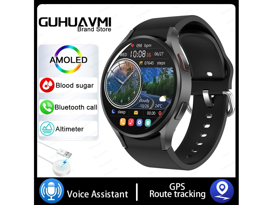 Reloj inteligente con GPS integrado y pantalla táctil Full HD de 1,39 pulgadas MDUG (negro)