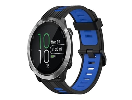 Correa De Reloj Inteligente Para Garmin Forerunner 645, Correa De Silicona Bicolor Con Patrón Vertical De 20Mm, Negro Y Azul VENISYMLIS