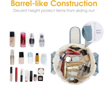 Bolsa de maquillaje con cordón de barril Bolsa de cosméticos grande Bolsas de maquillaje Organizador de artículos de tocador para mujeres - azul BI...