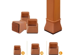 2026-16 Fundas Para Patas De Silla Cuadradas, Protectores De Suelo Con Almohadillas De Fieltro, Anti-arañazos Y Ruido, 0.7-1", Marrón