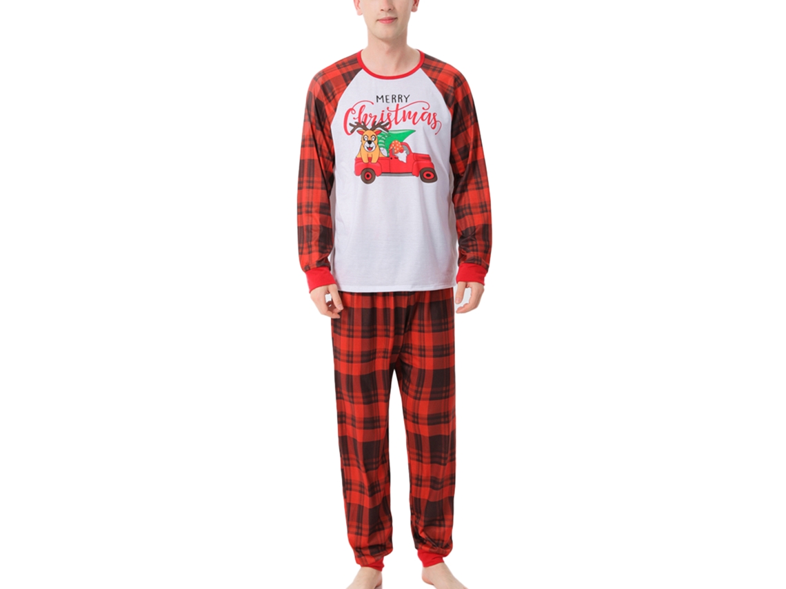 2026altiro-pijamas Navideños Para Familia Con Estampado De Cuadros, Cuello Redondo, Talle Elástico, Rojo, Talla Xl Para Hombre