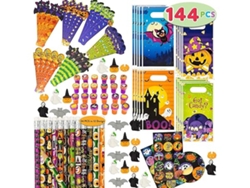 Juego De 144 Piezas (24 Paquetes) De Material De Oficina Con Temática De Halloween: Regalos Para Niños Y Fiestas, Ergonómicos, Para Uso Diar