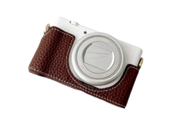 Bolsa de cuero sintético con textura de lichi para cámara Sony ZV 1 II/ZV 1M2/ZV 1F, con tapa inferior y batería fácil de reemplazar.