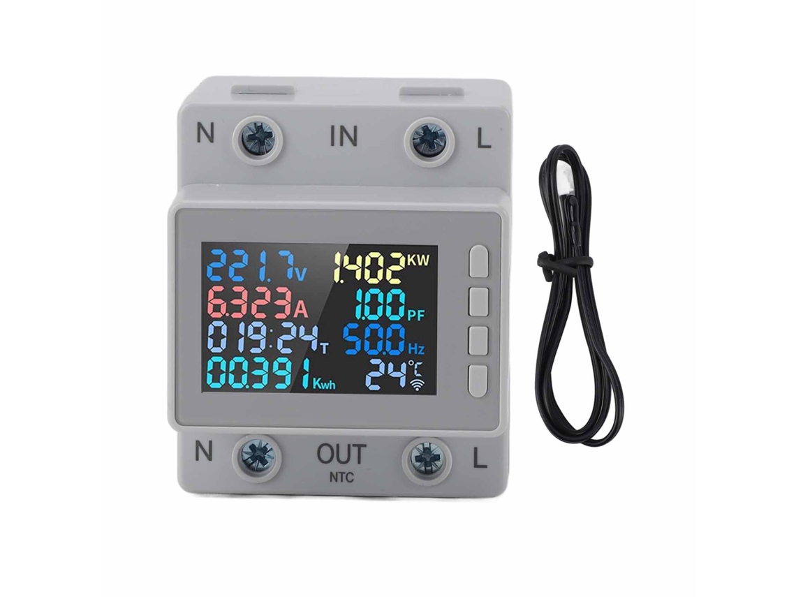 Medidor de Energia Din Rail com Tela Digital, Proteção Contra Sobrecorrente e Superaquecimento 170-270V 63A S/MARCA