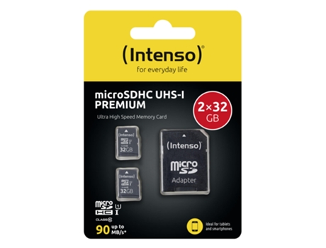 Intenso Doppelpack Microsdhc 32Gb Uhs-I Premium Inkl. Adaptador Sd Tarjeta de memoria Sd Microsdhc de alta capacidad Clase 10